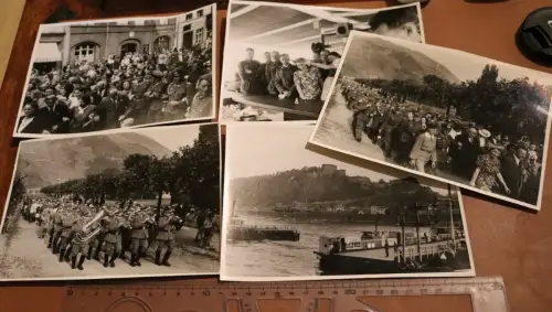 fünf tolle alte Pressefotos - Soldaten, Festumzug  Koblenz- Trier Umgebung 1942 