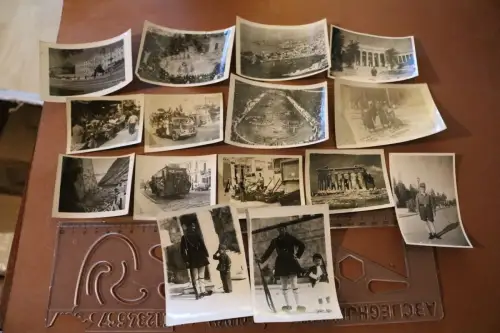 15 alte Fotos eines Soldaten - Griechenland - Strassenbahn Tempel usw.   