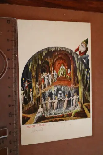 tolle alte Künstlerkarte - Elfen-Grotte Honau - 1921
