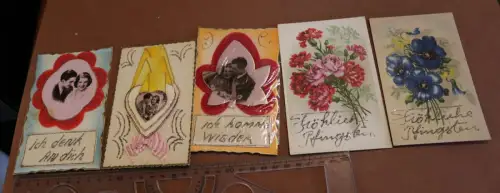 fünf tolle alte Karten - gebastelt ?? eines deutschen Soldaten in Frankreich 40e