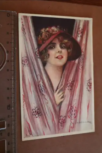 alte Künstlerkarte - Portrait hübsche Frau - T. Corbella 1922