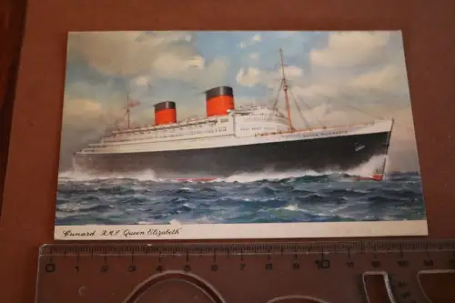 tolle alte Karte - Passagierdampfer  RMS Queen Elizabeth  1960