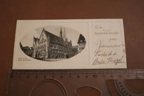 tolle kleine Neujahrskarte mit Rathaus von Ulm - 1911-1918
