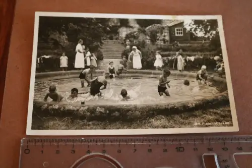 tolle alte Karte - Am Planschbecken - Kindersanatorium Dr. Seitz - Schloß Eggenb