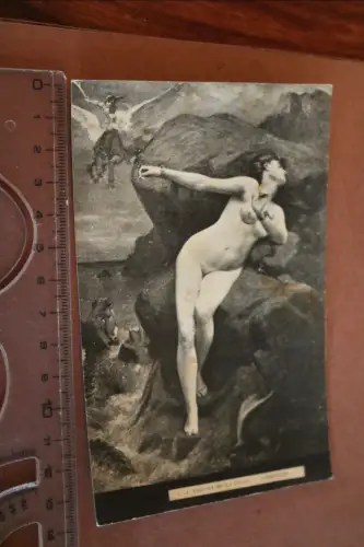 alte Künstlerkarte -  hübsche Frau nackt - Erotik in der Kunst  Andromede 