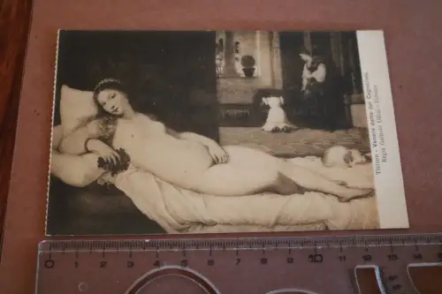 alte Künstlerkarte -  hübsche Frau nackt - Erotik in der Kunst  Tiziano 