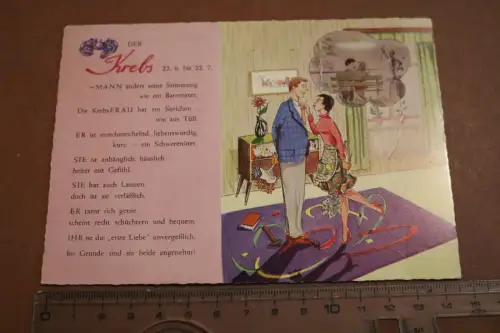 tolle alte Karte - Sternzeichen - Der Krebs 60er Jahre 