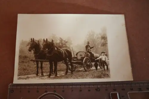 tolles altes Foto Pferdefuhrwerk mit Transportfass  ? 1910-30