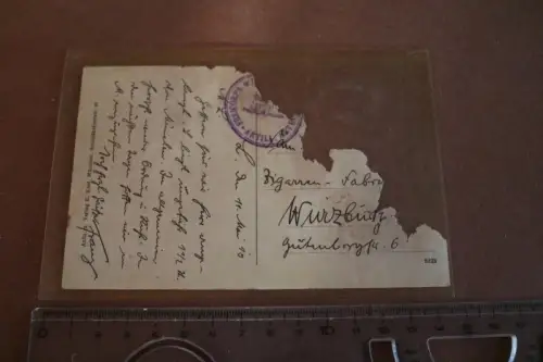 Reste einer Postkarte - Stempel Freicorps Wi....  1919