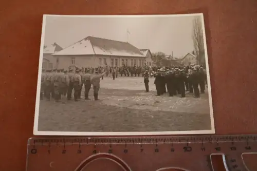 altes Gruppenfoto Soldaten , Feuerwehr-Musikkorps , Feierlichkeit - 30-40er Jahr