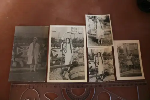 fünf  tolle alte Fotos - hübsches Mädchen - BDM Mädel - EK mit 1930 Blumen 