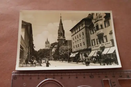 tolle alte Karte - Kirche Geschäfte  - Straubing 30-40er Jahre 