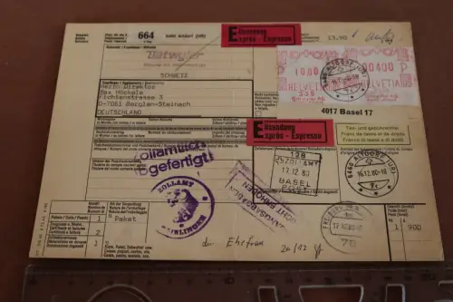 alte Ganzsache - Express-Paketschein  aus der Schweiz  1980