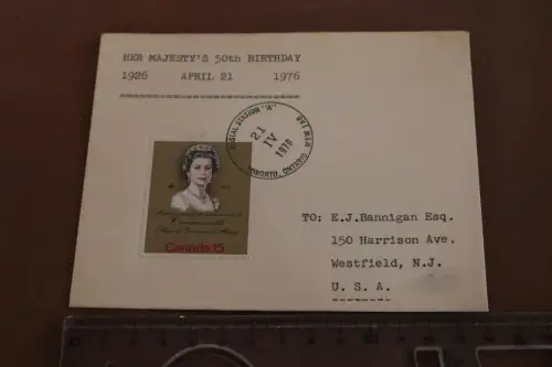 alte Ganzsache Briefmarke Queen Elisabeth - 50ter Geburtstag 1976 aus Canada