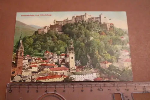 tolle alte Karte - Ansicht Hohensalzburg vom Mönchberg 1914