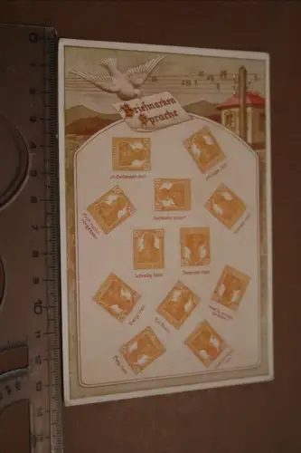 tolle alte Künstlerkarte - Briefmarkensprache - 1900-1910 