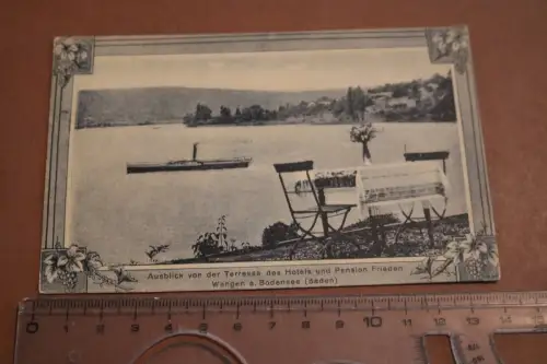 tolle alte Karte - Ausblick v.d. Terrasse des Hotels u. Pension Frieden Wangen