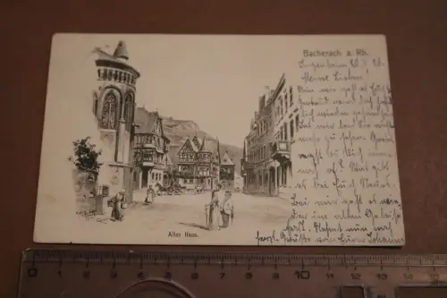 tolle alte Karte - Bacherach a. Rh. - Altes Haus 1920