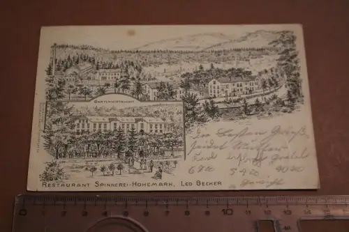 tolle alte Karte Restaurant Spinnerei Hohemark Leo Becker 1905
