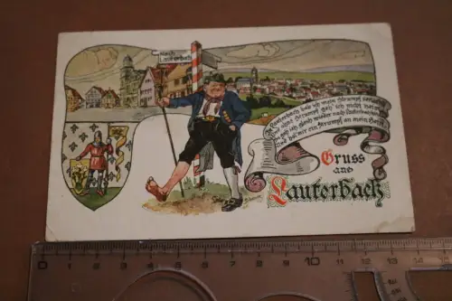 tolle alte Karte - Gruß aus Lauterbach -  1924