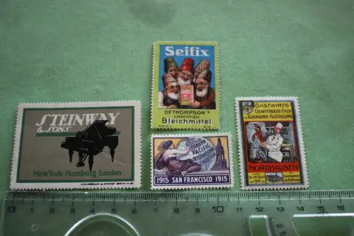 vier tolle alte Reklamemarken ??? Alter ??? 