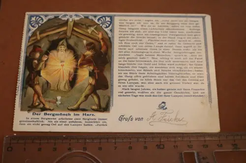 tolle alte Karte - Der Bergmönch im Harz - Geschichte ? 1900 