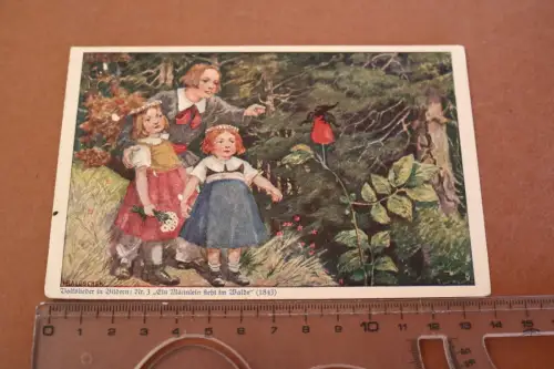 tolle alte  Künstlerkarte Volkslieder in Bildern  Ein Männlein steht im Walde