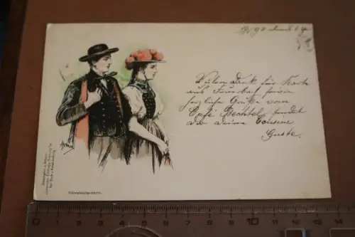 tolle alte Karte - Schwarzwaldkarte - Trachten - 1897 