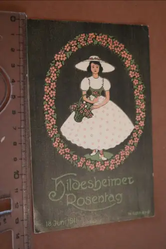 tolle alte  Künstlerkarte - Eckhardt, W. - Hildesheimer Rosentag 1911