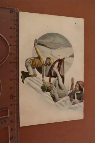 tolle alte  Fotokarte -Kinder im Schnee - 1914-1918 