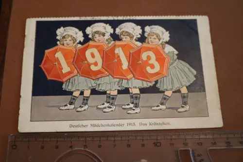 tolle alte  Künstlerkarte - Deutscher Mädchenkalender 1913 