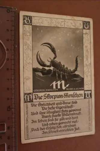 tolle alte  Karte - Sternzeichen Skorpion  20-30er Jahre 