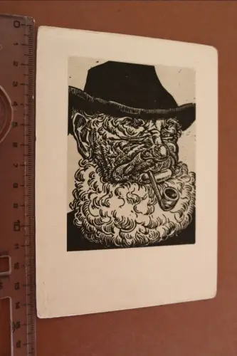 tolle alte  Künstlerkarte Paul Helms Finkenwaerder Elbfischer Holzschnitt