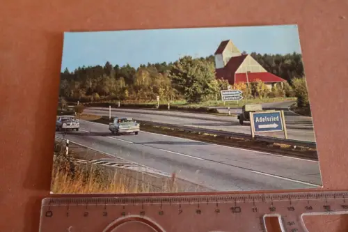 tolle alte Karte -  Autobahnkirche - BAB München-Stuttgart - Adelsried 60-70er