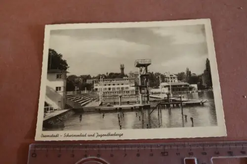 tolle alte Karte - Darmstadt - Schwimmbad und Jugendherberge 1956