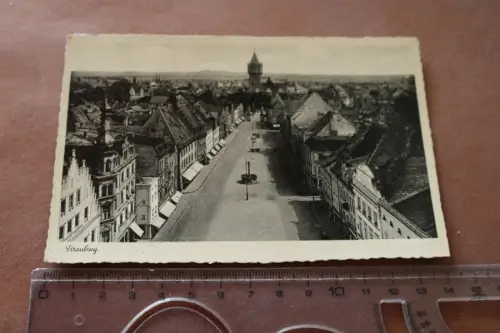 tolle alte Karte -  Strassenansicht Straubing 30-40er Jahre 