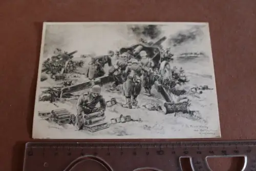 tolle alte Künstlerkarte - Artillerie in Feuerstellung - A. Reich 