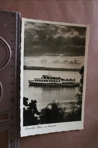 tolle alte Karte - Motorschiff - MS Utting - am Ammersee  1955