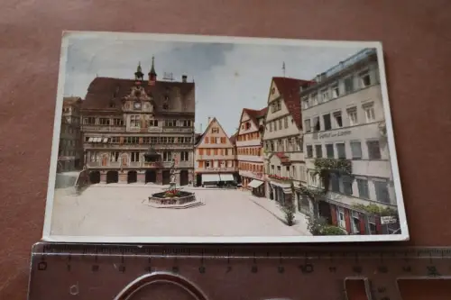 tolle alte Karte -  Tübingen - Marktplatz mit Rathaus u. Hotel Lamm 1938