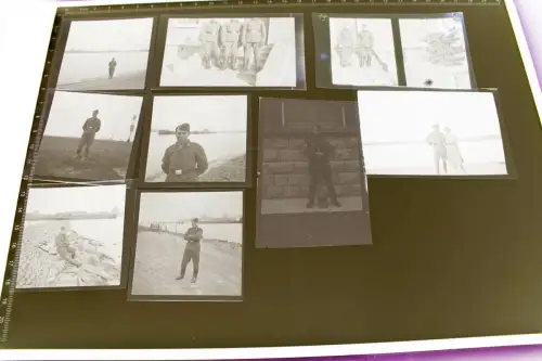 neun tolle alte Negative  eines Soldaten der Luftwaffe  - Küste ?? Hafen ??? 