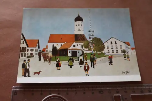 tolle alte Wiechmannkarte - Pfarrkirche u Dorfschmiede Erling 