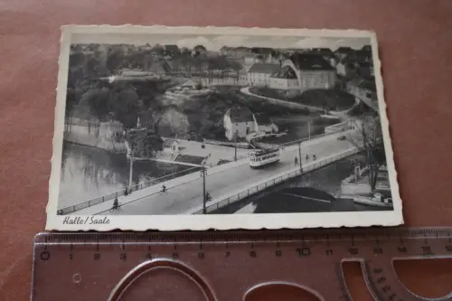 tolle alte Karte -  Brücke, Strassenbahn - Halle/Saale -  1937