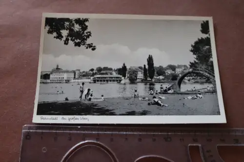 tolle alte Karte - Darmstadt   Am großen Woog 1955