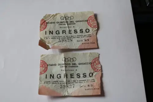 zwei alte Eintrittskarten  Stadio Olimpico del Ghiaccio  50er Jahre ?? Olympia ?