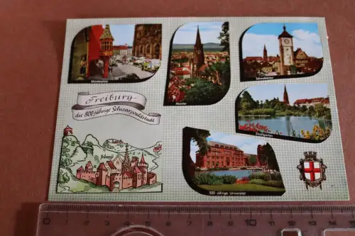 tolle alte Karte - Ansichten Freiburg  70er Jahre 
