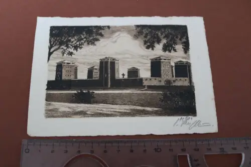 tolle alte Karte - Tannenberg National Denkmal - org. Radierung - Handabzug 