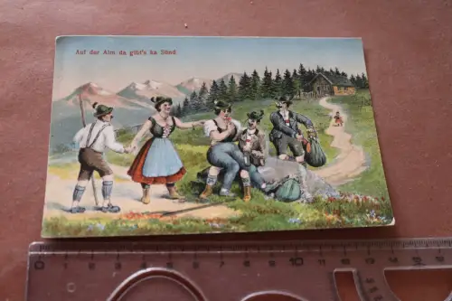 tolle  alte Künstlerkarte - Auf der Alm da gibt´s ka Sünd - 1924