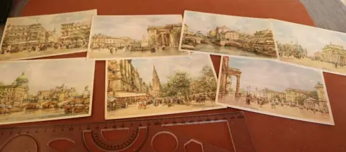 sieben tolle alte Karten - Das alte Berlin nach Aquarellen  50er Jahre 
