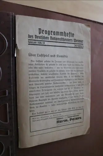altes Programmheft Deutsches Nationaltheater Weimar 1936/37