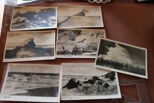 sieben tolle alte Karten - Westerland, Sylt , Dampflok, Hindenburgdamm 1949 